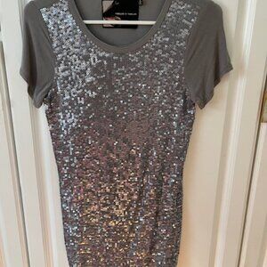 Glittery Gray Tee Shirt Top